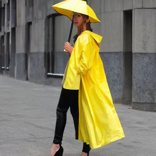 Prompt: high fashion yellow raincoat