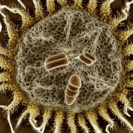 Image similar to mite, coloured scanning electron micrograph