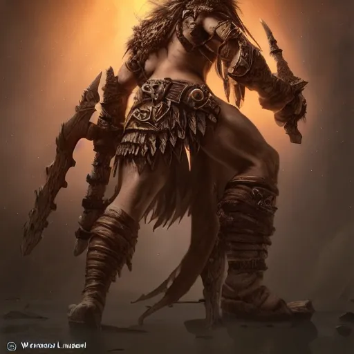 Image similar to a barbarian from diablo 4, au naturel, hyper detailed, digital art, trending in artstation, cinematic lighting, studio quality, smooth render, unreal engine 5 rendered, octane rendered, art style by klimt and nixeu and ian sprigger and wlop and krenz cushart intricate artwork by Tooth Wu and wlop and beeple. octane render, trending on artstation, greg rutkowski very coherent symmetrical artwork. cinematic, hyper realism, high detail, octane render