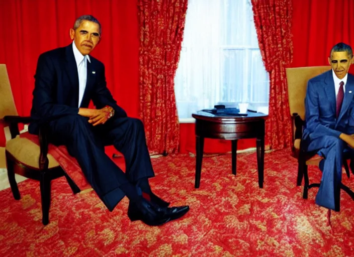 Prompt: Barack Obama in the red Room from Twin Peaks by David lynch