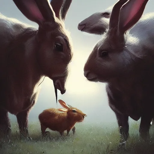 Prompt: 🐇🐮, digital Art,hyperrealist, artstation, greg rutkowski