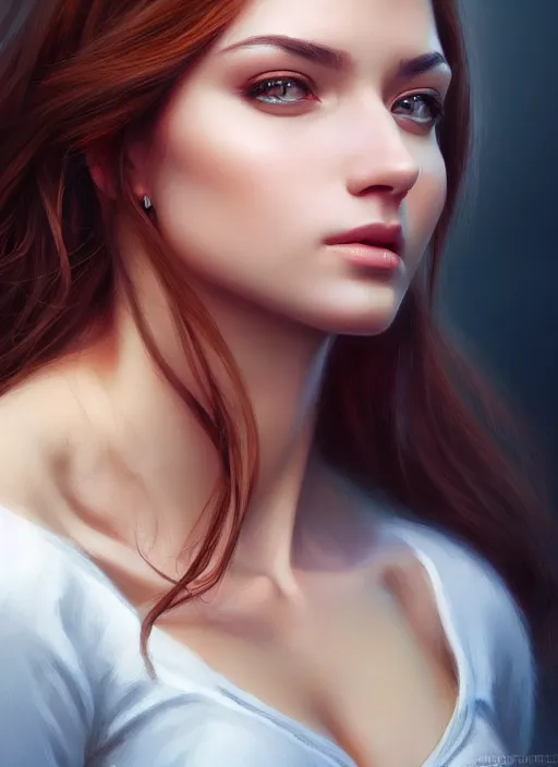 Image similar to photo of a gorgeous young woman in the style of stefan kostic, realistic, sharp focus, 8k high definition, insanely detailed, intricate, elegant, art by stanley lau and artgerm