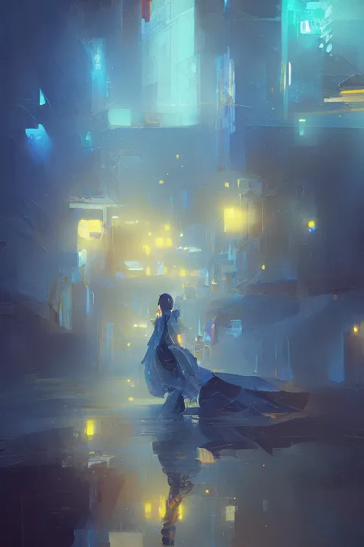 Image similar to nenufar, colorful, blue backgroung,clean, joyful, intricate, elegant, volumetric lighting, digital painting, highly detailed, artstation, sharp focus, illustration, concept art, ruan jia, steve mccurry