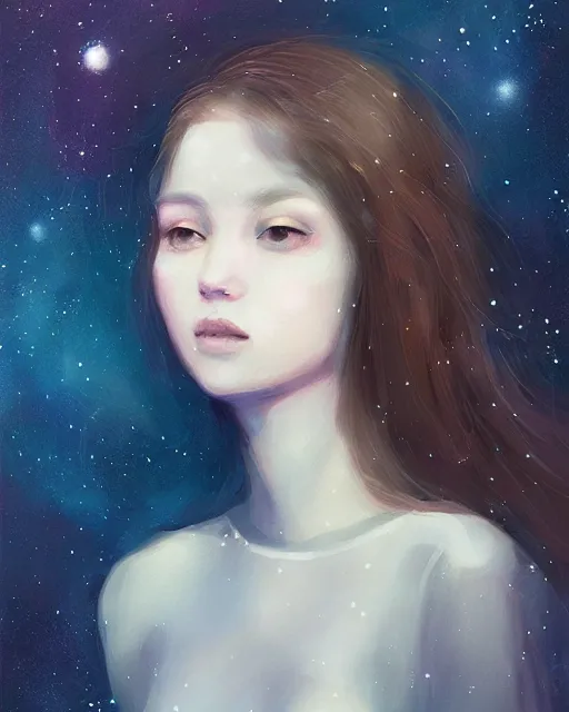 Image similar to beneath the stars, stargazer, portrait by wlop and loish, digital art