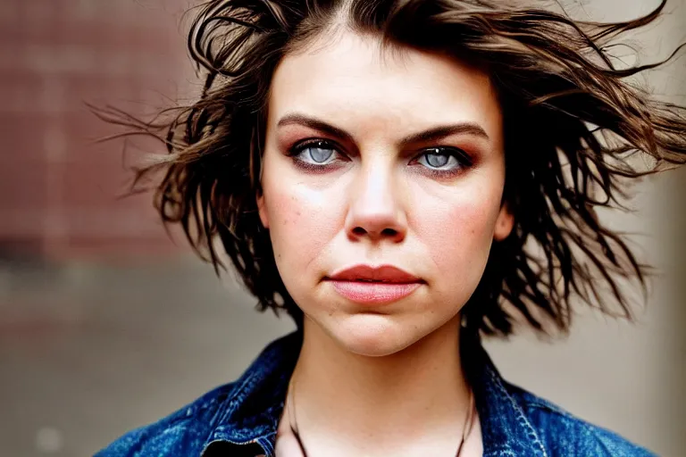 Prompt: closeup potrait of Lauren Cohan in a deserted new york city, photograph, natural light, sharp, detailed face, magazine, press, photo, Steve McCurry, David Lazar, Canon, Nikon, focus