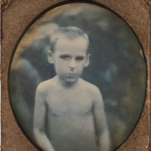 Image similar to underwater tintype photo of boy in a cave