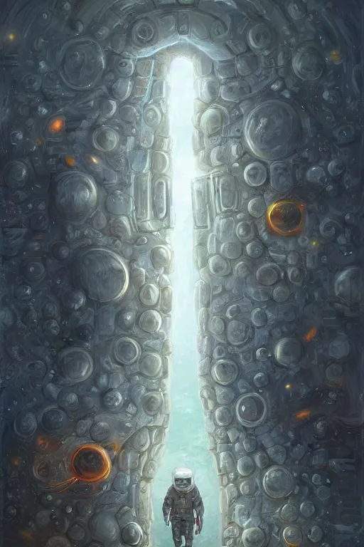 Image similar to A hyperdetailed digital oil painting of A doorway to the galaxy, Trending on ArtStation and DeviantArt