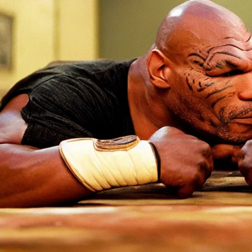 Image similar to a giant toad sitting with mike tyson in a room, from the movie directed by martin scorsese and christopher nolan, masterpiece, 8 h