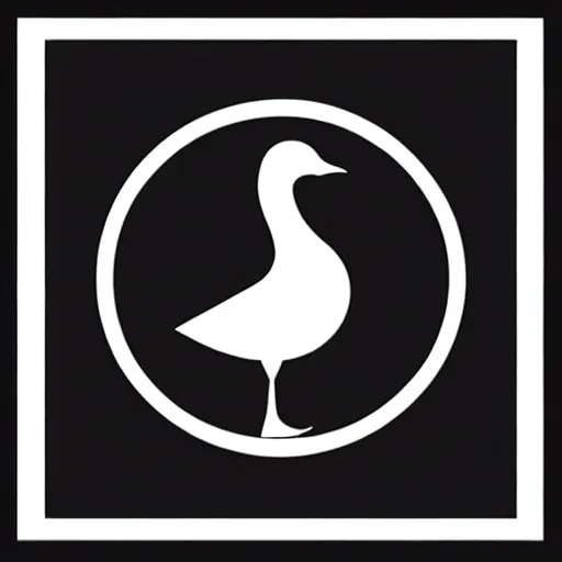 Prompt: minimal geometric goose logo by karl gerstner, monochrome, symmetrical