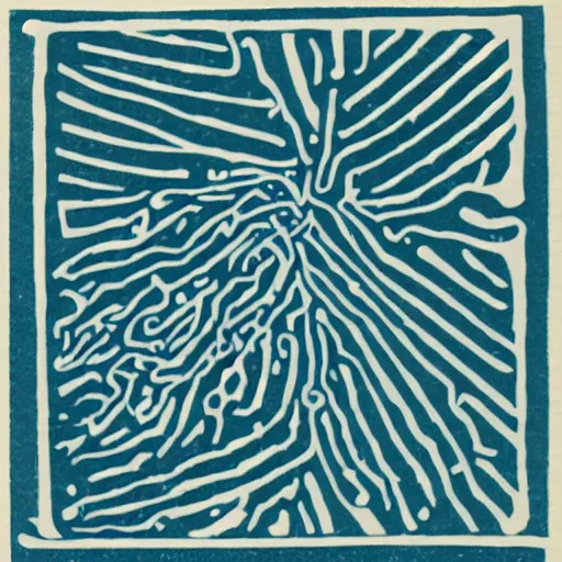 Image similar to microscope image of sars - cov - 2, linocut