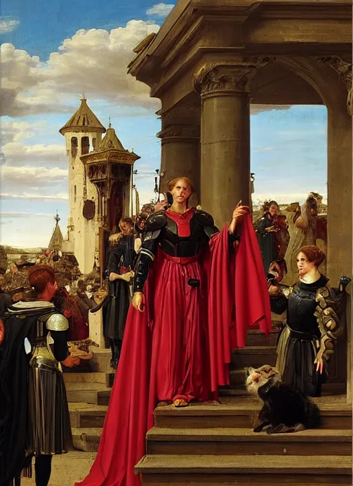 Image similar to halo master chief in a medieval royal procession by charles edward perugini