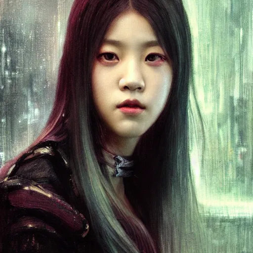 Image similar to jisoo of blackpink, hyperrealistic portrait, bladerunner street, art of elysium by jeremy mann and alphonse mucha, fantasy art, photo realistic, dynamic lighting, artstation, poster, volumetric lighting, very detailed face, 8 k, award winning