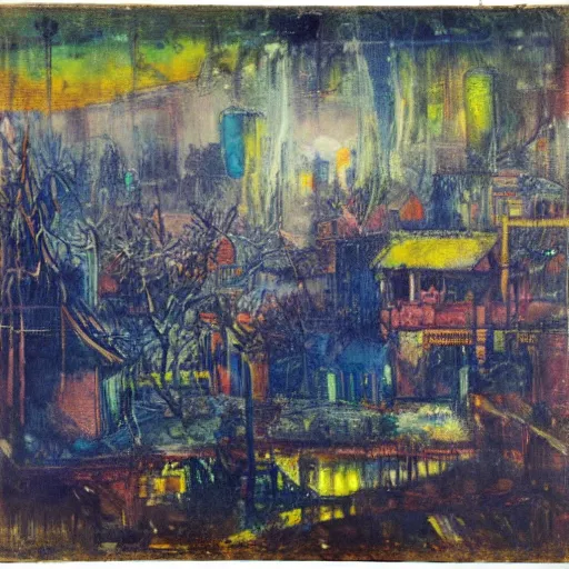 Image similar to mystic winter landscape, cyberpunk affandi