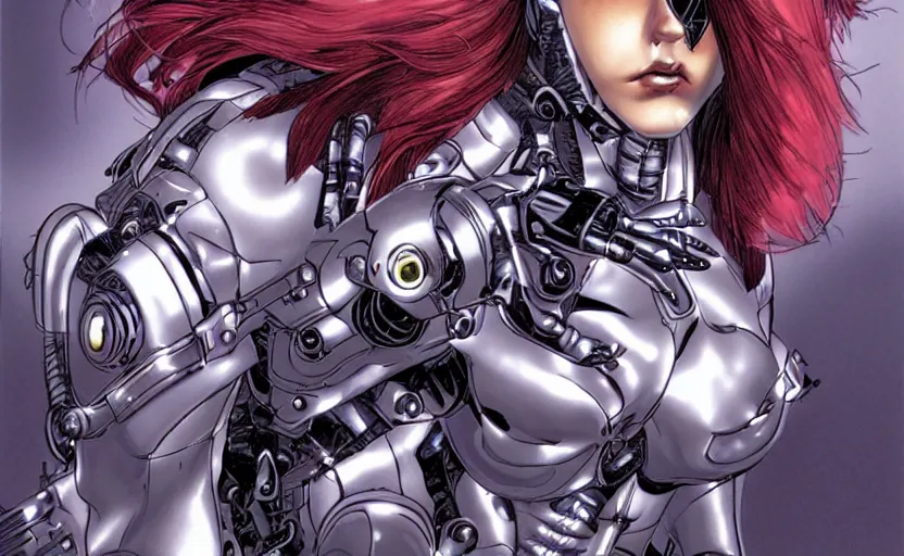 Prompt: female cyborg portrait, by Masamune Shirow