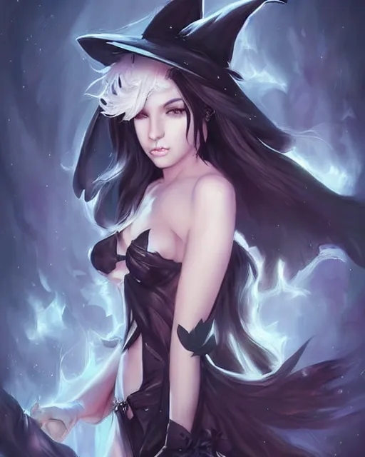 Prompt: beautiful portrait of a Witch who looks like Albedo, Overlord anime character design by Ross Tran, artgerm detailed, soft lighting