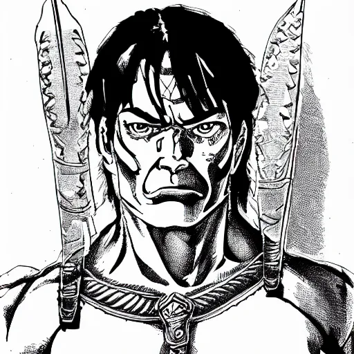 Prompt: Conan, lineart, Highly detailed, intricate