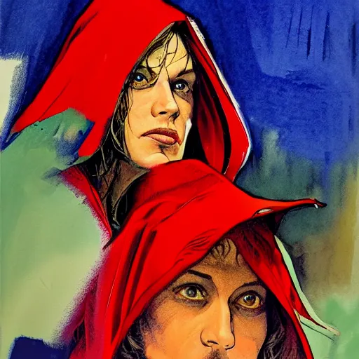 Prompt: photorealistic picture, by bob peak and alex ross and john romita jr, red riding hood lost in miami, gouache and wash paints, fine details, fine intricate, fine facial proportionate, fine body proportionate, fine fix broken line, fine fix duplicate line, smooth focus, sharp details, bokeh, 4 k, fine 5 k details