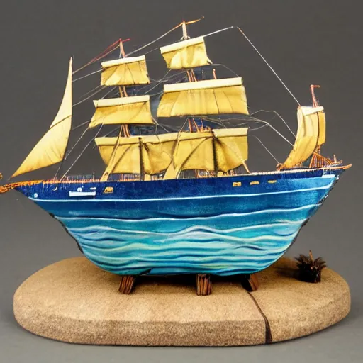 Prompt: model ship in a bottle