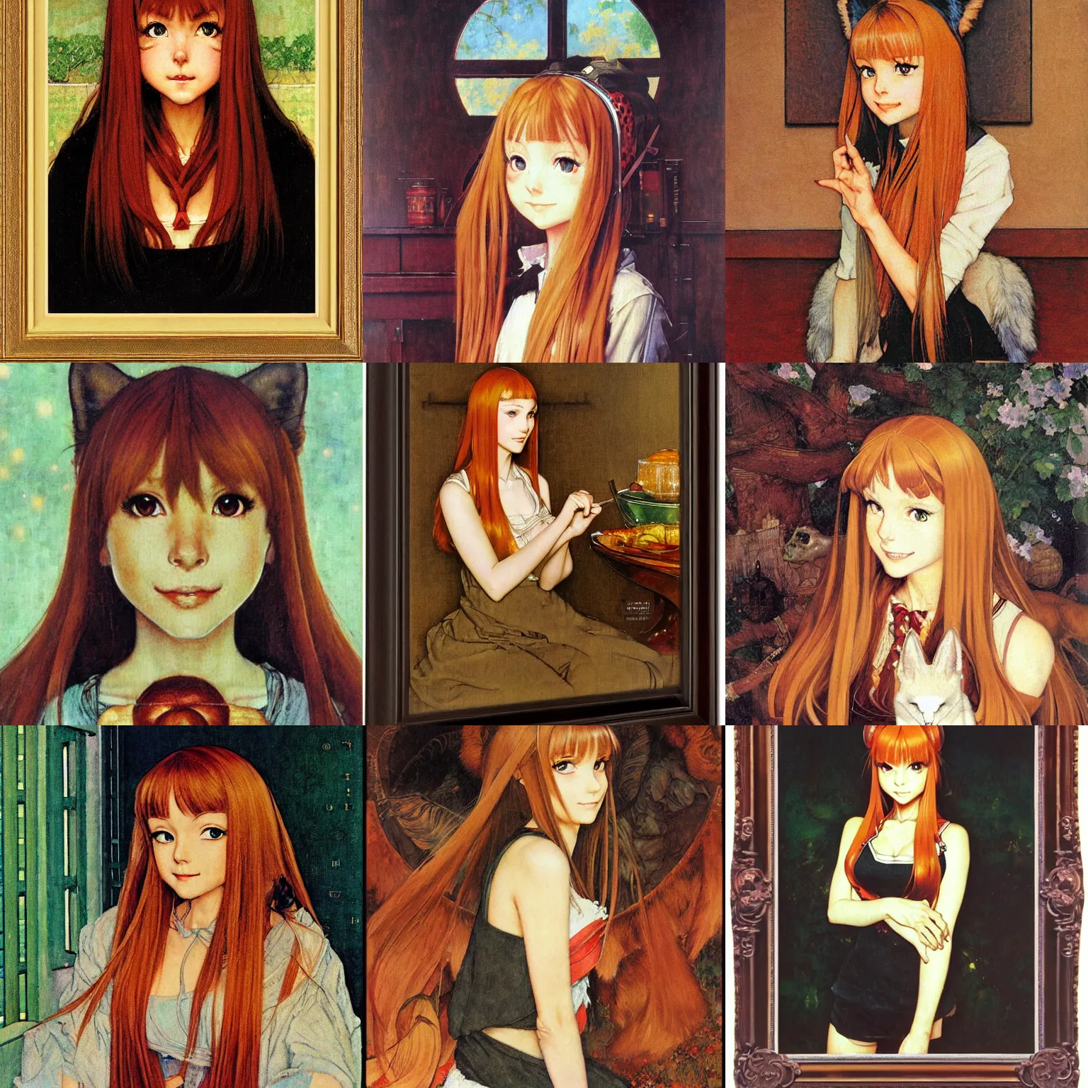 Prompt: a masterpiece portrait painting of holo ( from spice & wolf ), by norman rockwell
