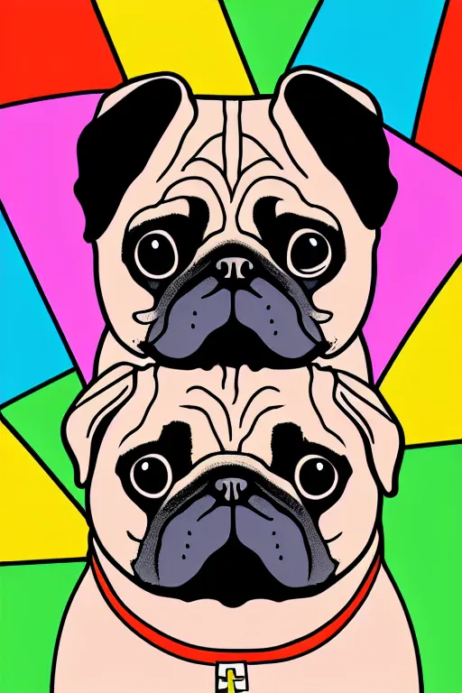 Image similar to Portrait of a pug as the pope, sticker, colorful, illustration, highly detailed, simple, smooth and clean vector curves, no jagged lines, vector art, smooth