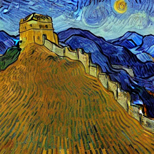 Prompt: The Great Wall, by Vincent Van Gogh