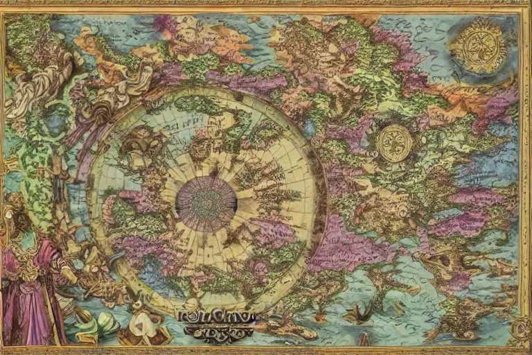 Image similar to Map of a heavenly realm highly detailed, full color