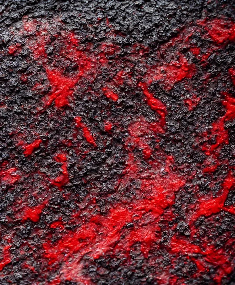 Prompt: hyper realistic close up blood on tar, art by greg rutkowski, intricate, ultra detailed, photorealistic, vibrante colors, trending on artstation, octane render, 4 k, 8 k