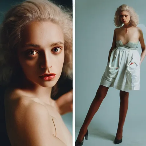 Image similar to realistic photoshooting for a new aime leon dore lookbook, color film photography, portrait of a beautiful blonde woman, in style of Tyler Mitchell, 35mm, graflex