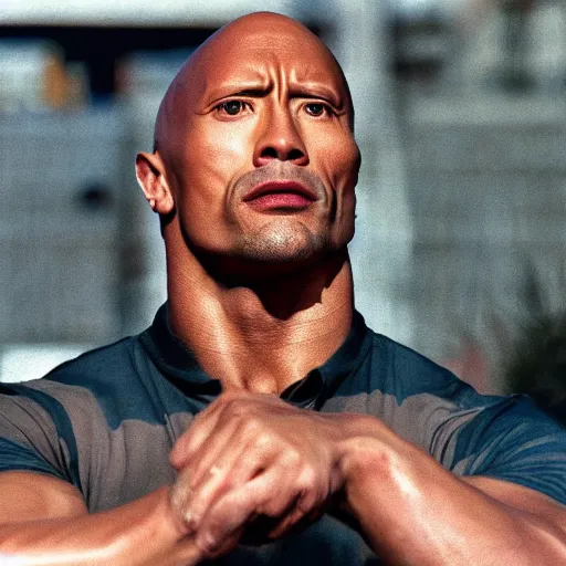 Prompt: photo of dwayne johnson as a skinny man, cinestill, 8 0 0 t, 3 5 mm, full - hd