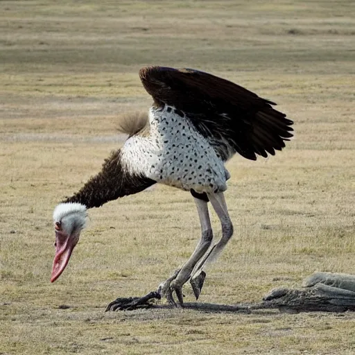 Prompt: a hybrid between an ostrich and an eagle, photography, award - winning, national geographic channel, 8 k