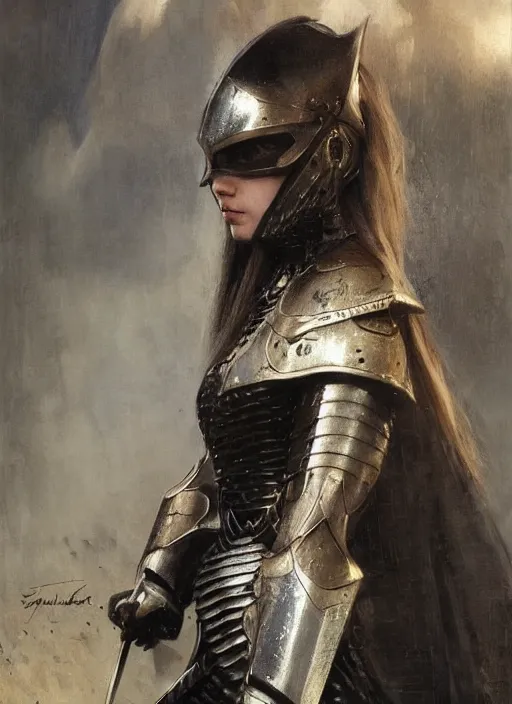 Image similar to beautiful blueeyed woman wearing simple black medieval armour, detailed by gaston bussiere, bayard wu, greg rutkowski, giger, maxim verehin, greg rutkowski, masterpiece, sharp focus, cinematic lightning