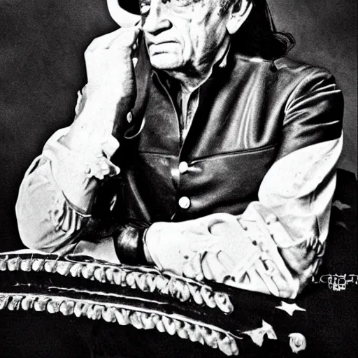 Prompt: johnny cash as a revolutionary war general