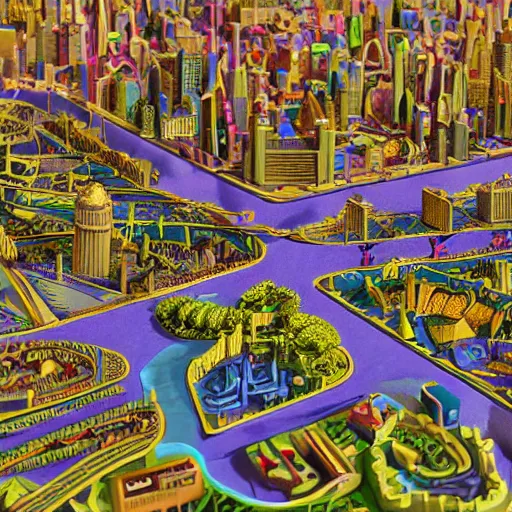 Image similar to metropolitan city made entirely of play - doh, extreme realism, extremely detailed digital painting, highly detailed, abstract, 1 9 2 0's colored pencil art style, deep aesthetic, 8 k, highly ornate intricate details, cinematic lighting, rich colors, digital artwork, ray tracing, hyperrealistic, photorealistic, cinematic landscape, trending on artstation, concept art,