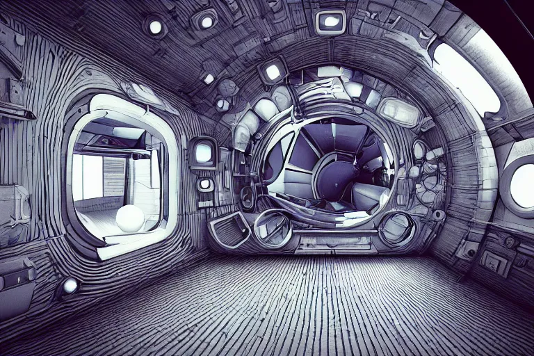 small sleeping quarters inside rocket ship with gray | Stable Diffusion |  OpenArt