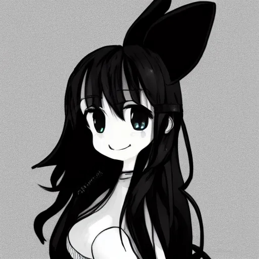 Prompt: cute bunny girl black and white art, trending on pixiv