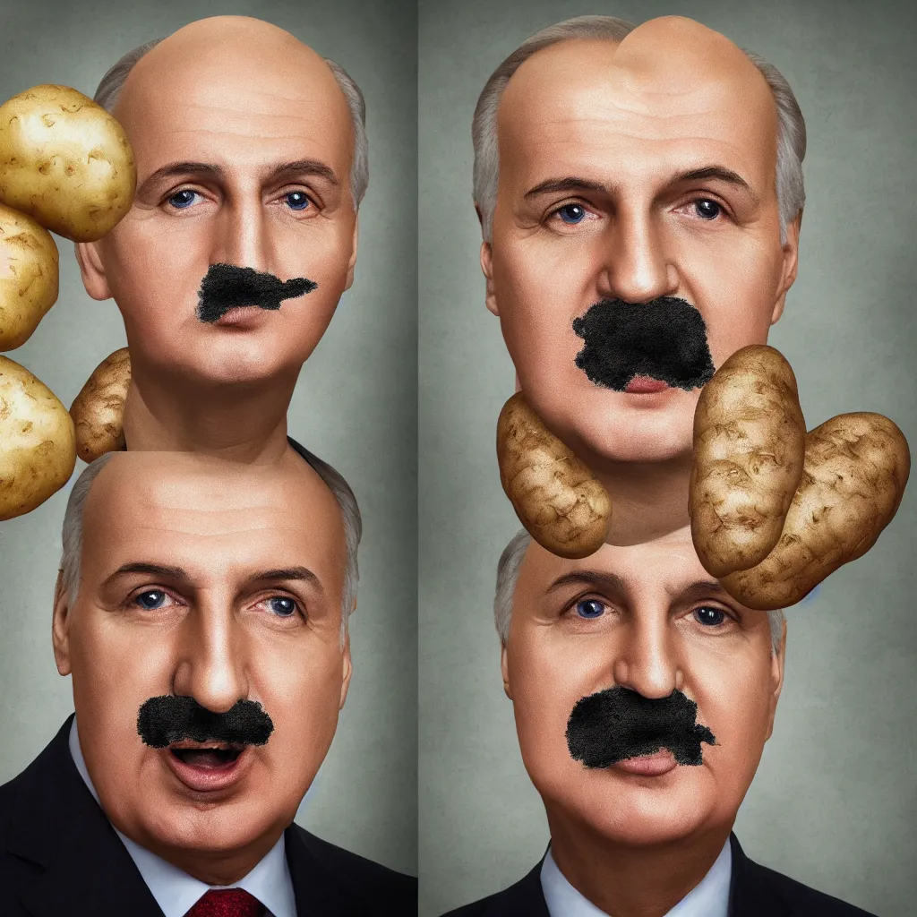 Image similar to portrait of alexander lukashenko face swapped with potato, very detailed, 4 k, professional photography