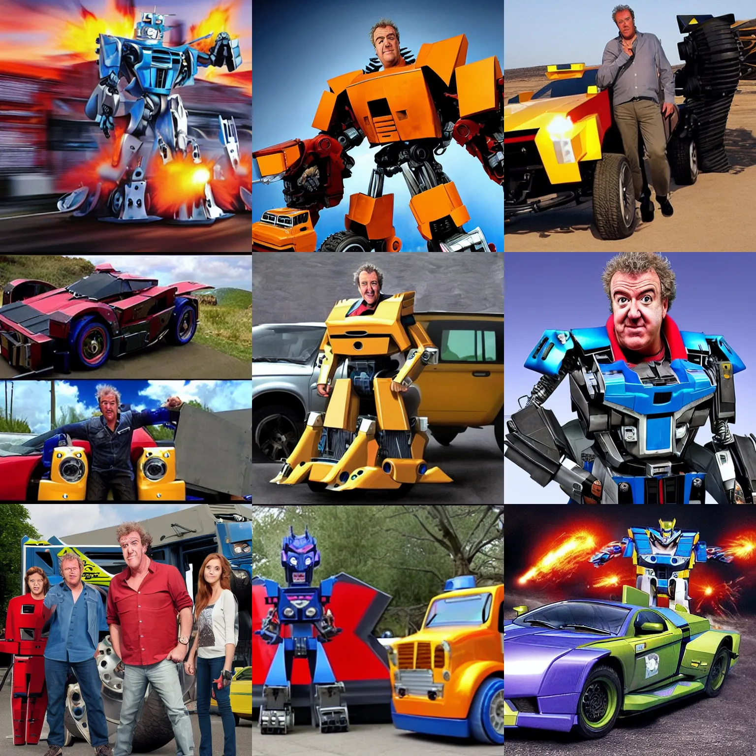 Prompt: jeremy clarkson transformer, top gear, robot, transformers robots in disguise