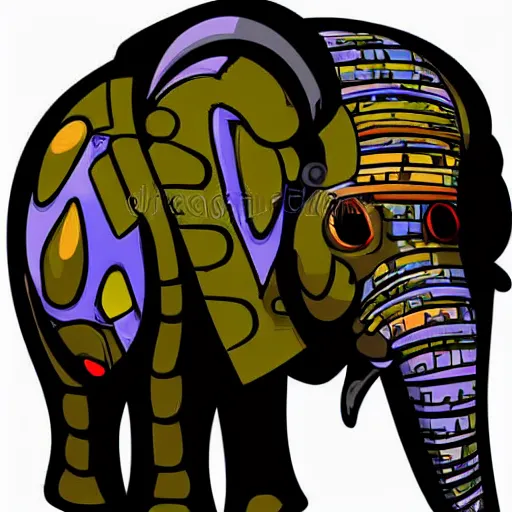 Prompt: vector illustration of an elephant sprite for a cyberpunk video game