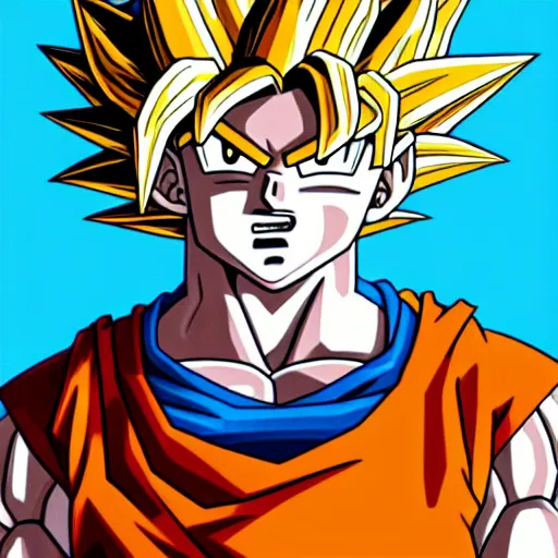 Image similar to portrait of goku from dragon ball wearing shades and a gold chain incredibly detailed, color, smooth, concept art, illustration,