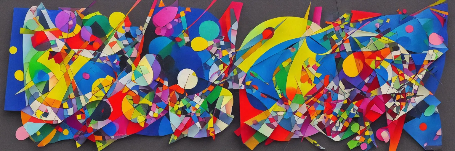 Prompt: 3D kandinsky style paper art