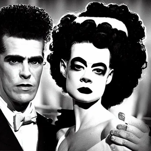 Image similar to bride of frankenstein in a john hughes movie