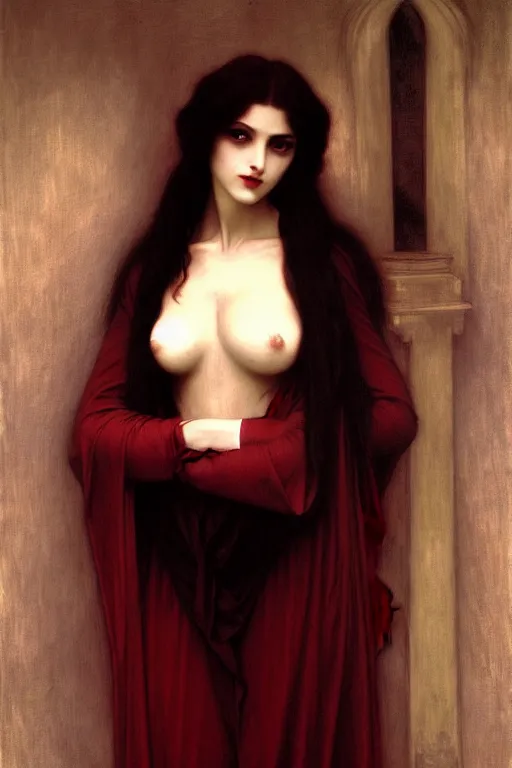 Image similar to vampire, painting by rossetti bouguereau, detailed art, artstation