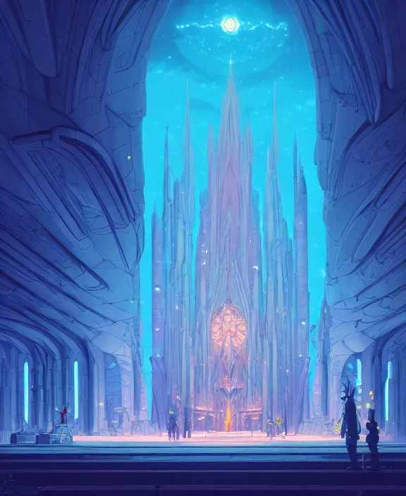 Prompt: simplicity, a small cathedral made out of biological creature forms, in the style of a spaceship, magic spells in the air, by dan mumford, yusuke murata, makoto shinkai, ross tran, cinematic, unreal engine, cel shaded, featured on artstation, pixiv