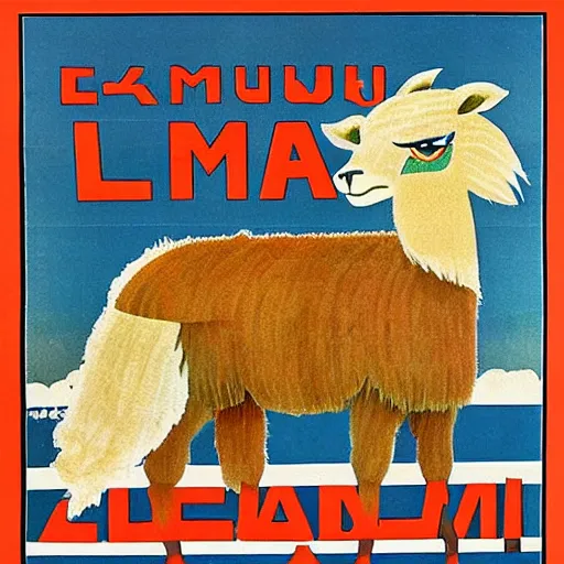 Prompt: soviet era propaganda for llamas, llamas in propaganda