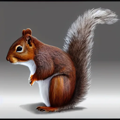 Image similar to a cute squirrel whit fluffy fur drawn concept art