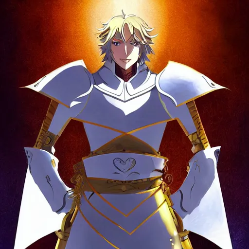 Image similar to portrait of sir gawain the white knight of the sun of the round table, anime fantasy illustration by tomoyuki yamasaki, kyoto studio, madhouse, ufotable, comixwave films, trending on artstation