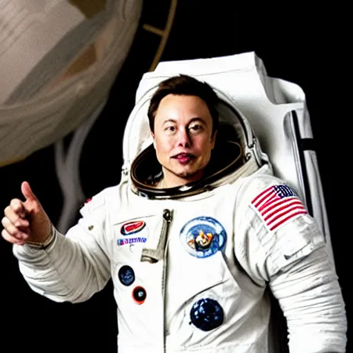 Image similar to Elon Musk in an Apollo suit