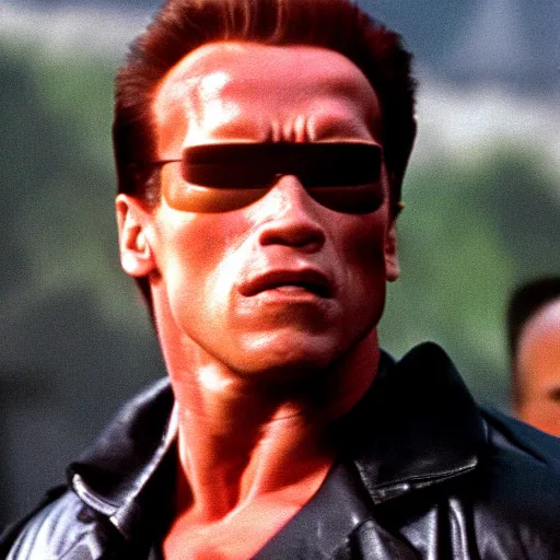 Prompt: a screenshot of arnold schwarzenegger in the matrix