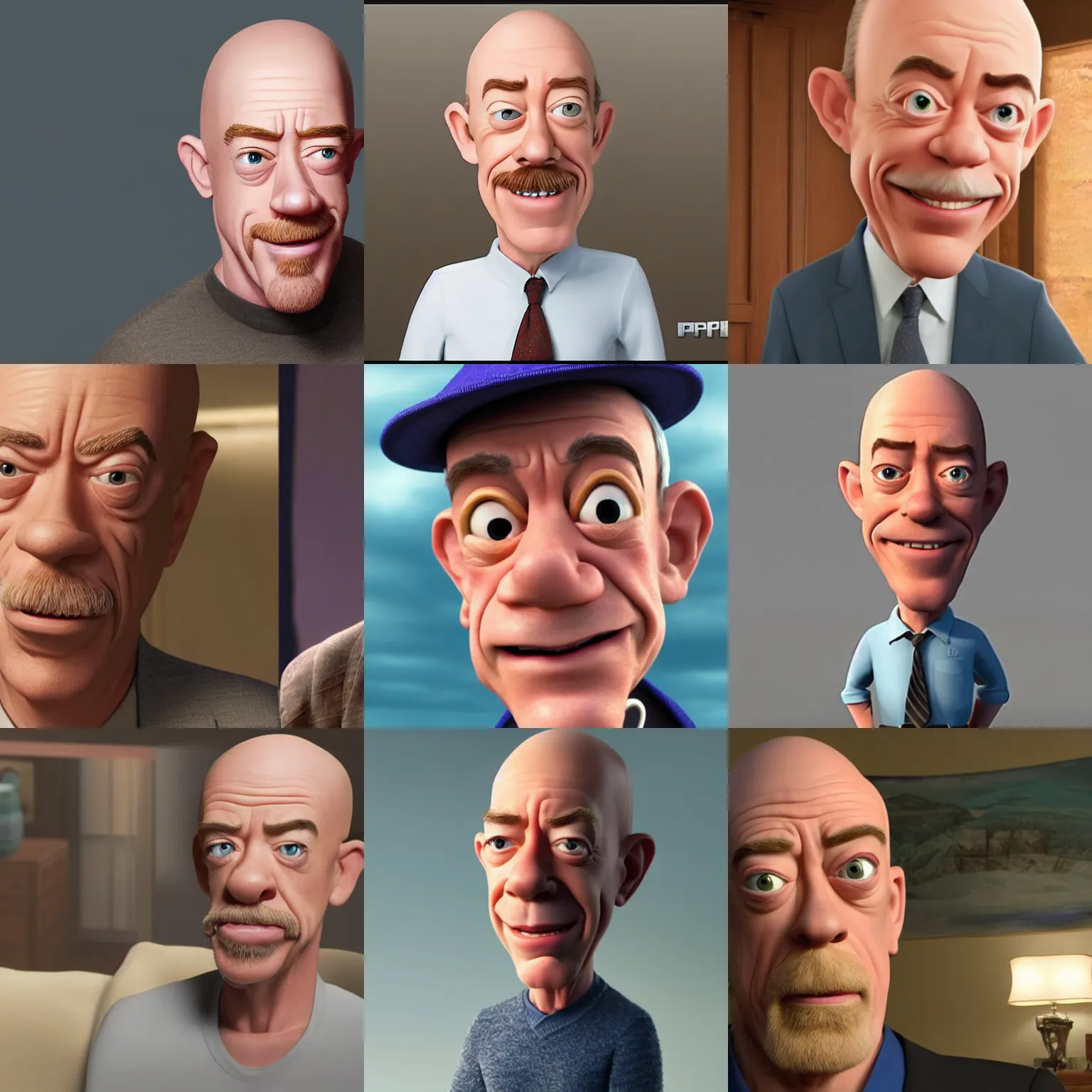 Prompt: screenshot of jk simmons in a pixar movie. 3 d rendering. unreal engine. amazing likeness. very detailed. cartoon caricature.