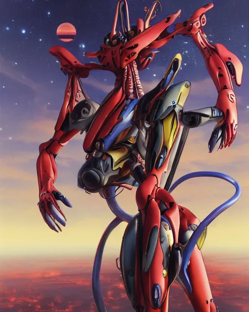 Image similar to evangelion by noriyoshi ohrai, hd, hyper detailed, 4 k